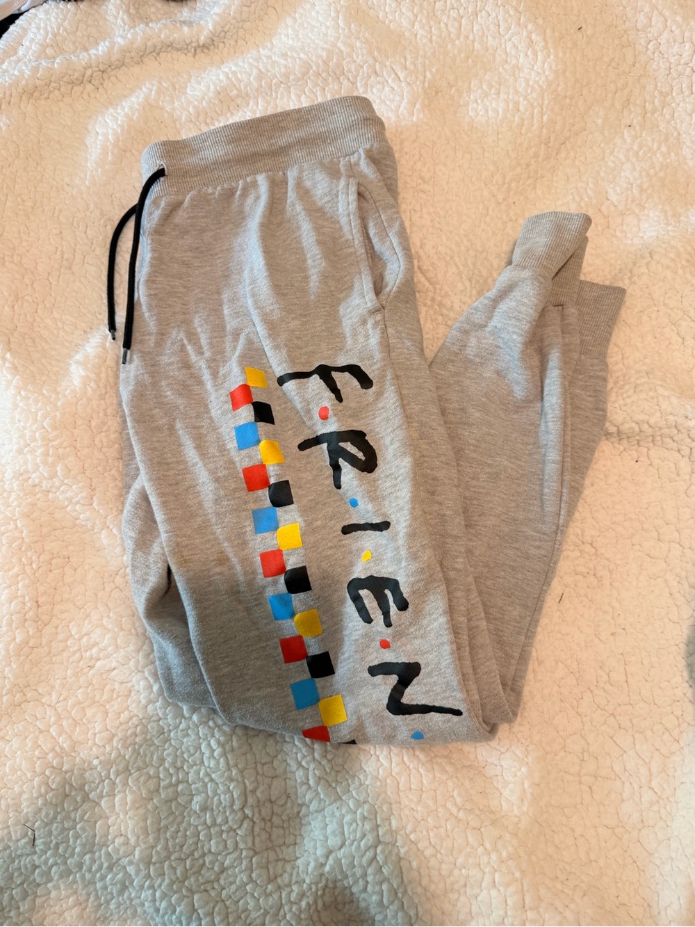 Gray 'Friend' Graphic Jogger Sweatpants - Casual Track Pants